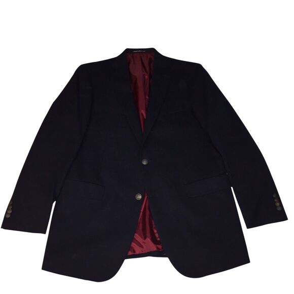 Hart Schaffner Marx Pewter Buttons Blue Blazer Wool Sport Coat Jacket Size 44L - Picture 8 of 13